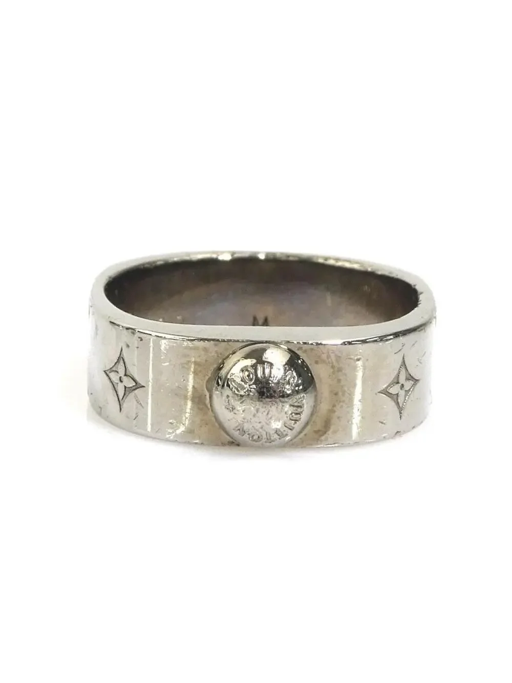 Auth Louis Vuitton Nanogram Ring Silver #302611L17B